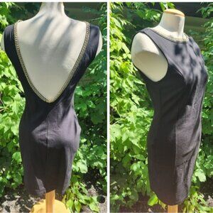 Black Chain Sheath Dress Small with‎ Plunge Back for Cocktail